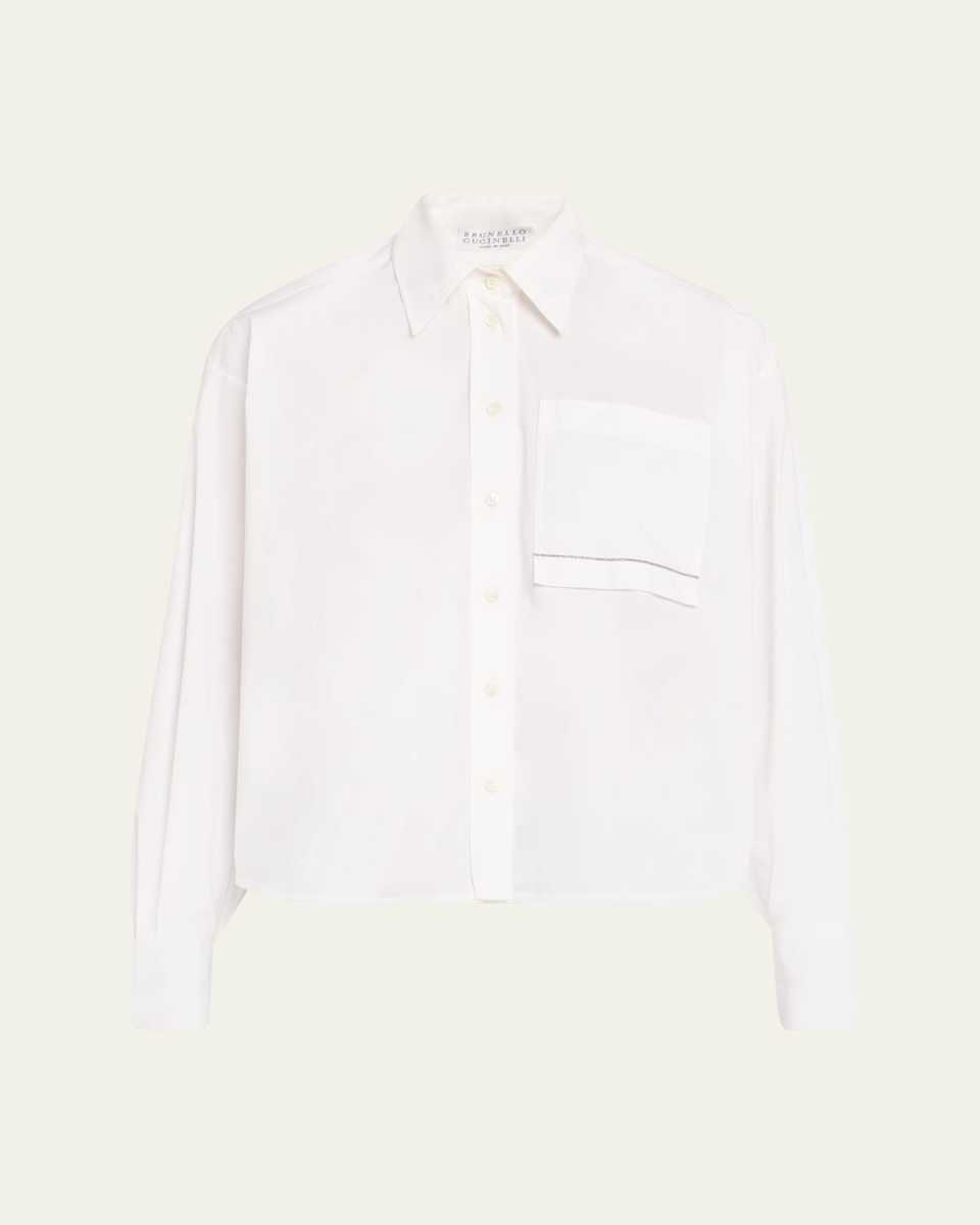 Cropped Poplin Pocket Blouse